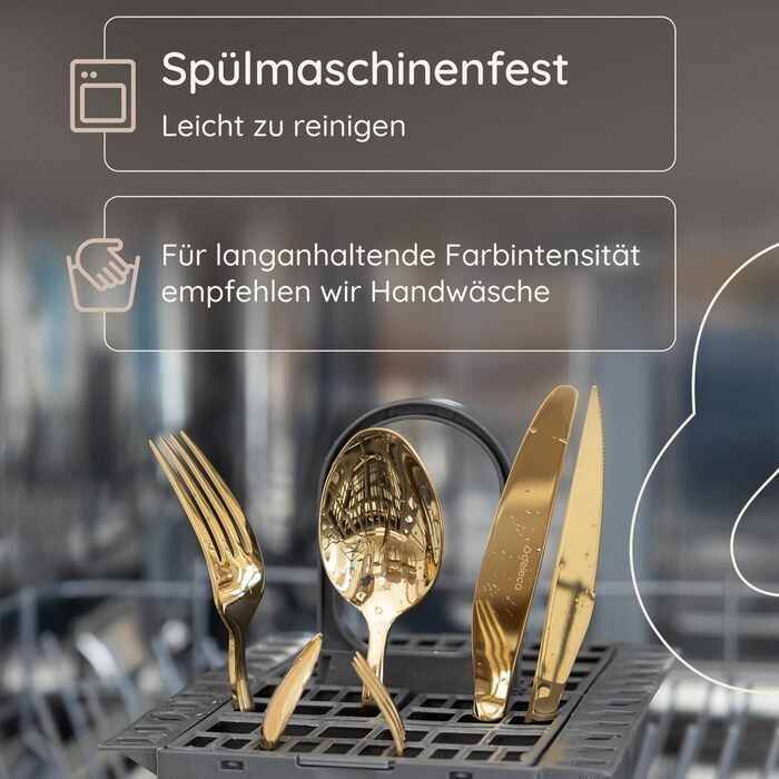 Набір столових приборів на 6 осіб, 36 предметів, нержавіюча сталь 18/0, золотистий, для ресторану та дому