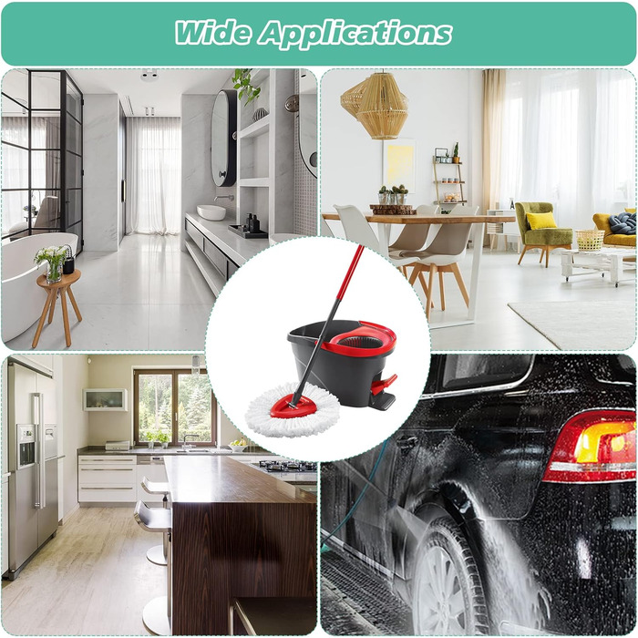 8 Pack Spin Mop Replacement Heads, 360 Degree Spinning Mop Replace Head, 100% Microfiber Mop Head Replacement Compatible with Triangle Spin Mop for Floor Cleaning