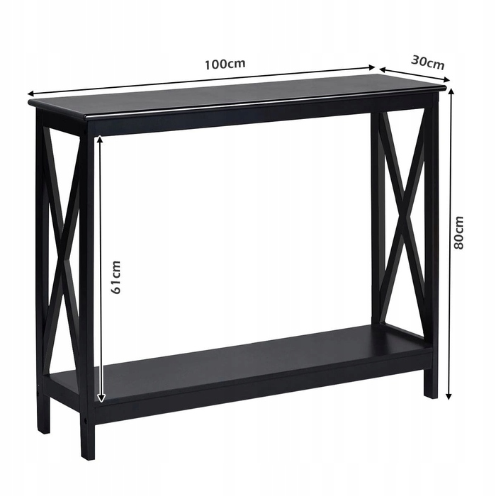 Консольний столик Costway, матовий чорний, 100 x 80 x 30 см