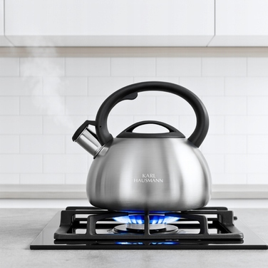 Класичний сталевий чайник Karl Hausmann, 2,5 л, чорний, сріблястий, сірий