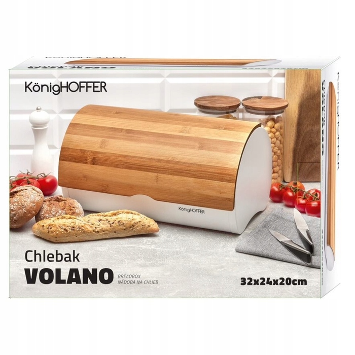 Металевий контейнер для хліба з бамбуковою кришкою Volano Konighoffer, білий