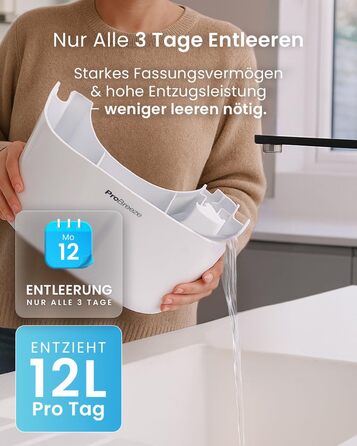 Про Бріз® Eco Kompakt 12L/день - Розумний осушувач повітря з Wi-Fi, LED-дисплеєм, функцією сушіння та автоматичним вимкненням (12л, 20 м²)