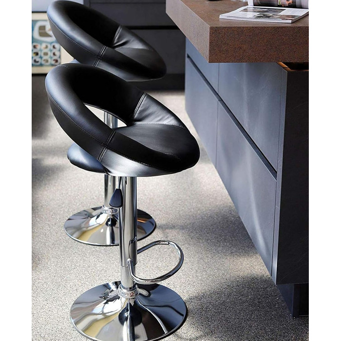 Dibea 2-Piece Swivel Bar Stools - Adjustable Height, 130kg Capacity, Black - Model 1