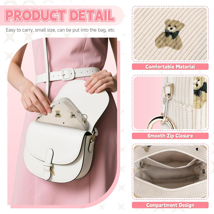 Набір косметичок Desing Wish 2 шт. (міні + велика) – рожевий та хакі, бежевий та чорний