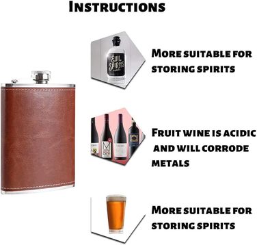 Металевий фляга, 237 мл, нержавіюча сталь, набір фляга + воронка, для активного відпочинку, у подарунковій коробці (колір: коричневий)