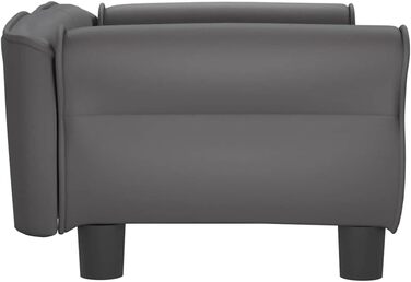 Крісло-ліжко для собак, м'яке ліжко для тварин, лежанка для маленьких собак та котів, сіре штучне шкіряне, 70 x 45 x 30 см