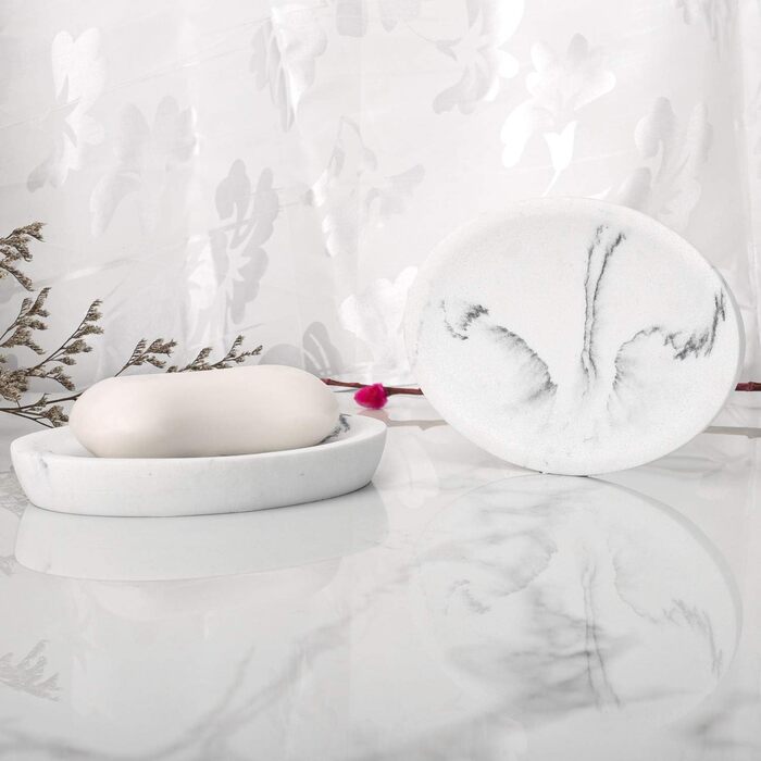 Набір аксесуарів для ванної кімнати L'ARL GMVOI, 4 шт., мармуровий набір аксесуарів для ванної кімнати з тримачем для зубних щіток, дозатором мила, склянкою, мильницею для декору ванної кімнати, білий