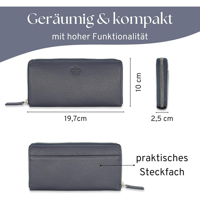 Baur Women's Wallet Genuine Leather Wallet | Wallet with RFID Protection | Large Portemonnaie with Many Card Slots | Wallet with All-Around Zipper | Portemonnaie | Women's Wallets (Red)