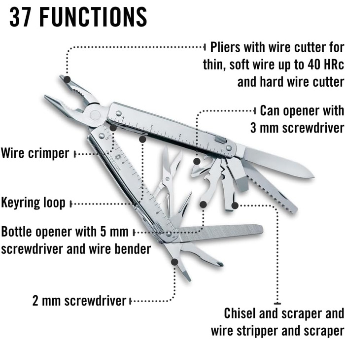 Мультитул Victorinox SwissTool X Plus з 38 функціями, шкіряний чохол