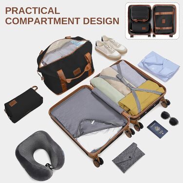 Набір валіз KONO 4 в 1: велика валіза, ручна поклажа 55 см, beauty case та сумка для косметики (кремовий білий)