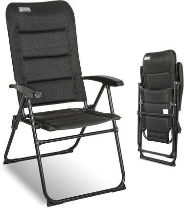 Крісло для кемпінгу Homecall складне, 150 кг, з високою спинкою, для саду, балкону, риболовлі, чорне