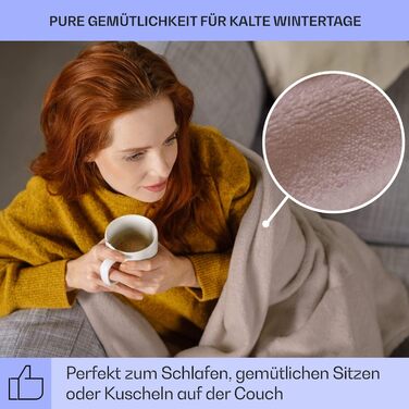 Електрична ковдра Klarstein XXL з підігрівом, 120W, 200x180 см, бежева. Автоматичне вимкнення, для ліжка, дивана та кемпінгу. Економна, пральна.