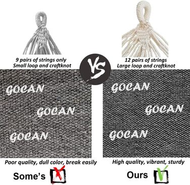 Гамак GOCAN подвійний 220x150 см, червоний, бавовна, для саду, балкону, дітей, з розпірками, до 300 кг