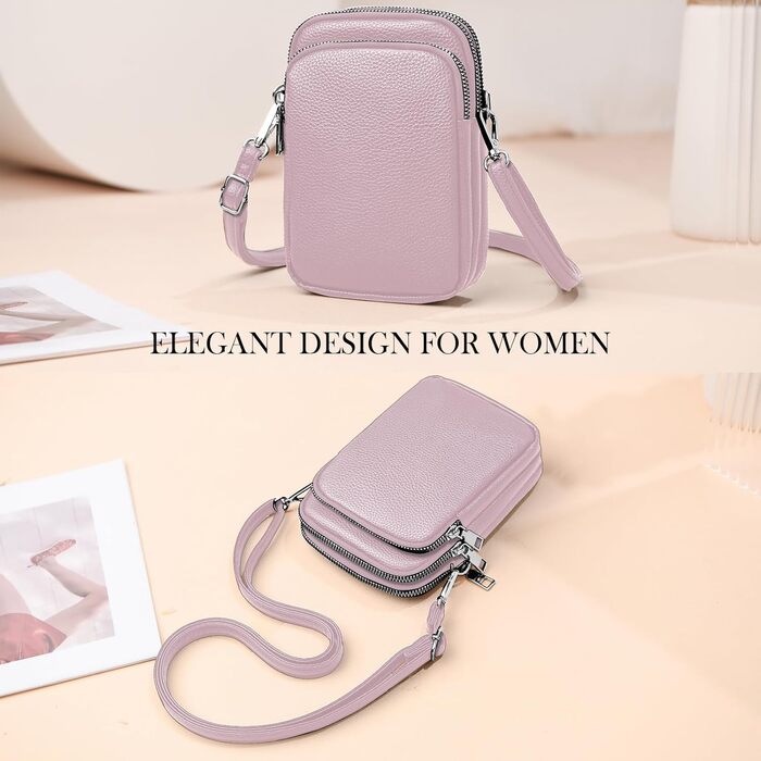 Сумка жіноча мініатюрна на плече для телефону Mini Tasche Lila – кросбоді для iPhone 15/16 Pro Max, Samsung, Xiaomi до 7.5