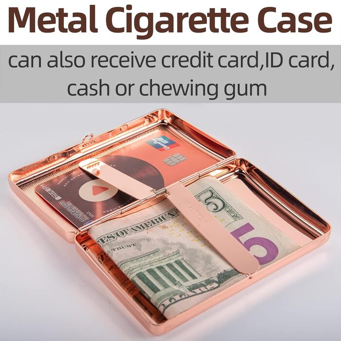 Металеве цигаретне пенал у формі серця Rosegold для 20 цигарок, відкритий двосторонній, для жінок, подарунок на день народження/Новий рік