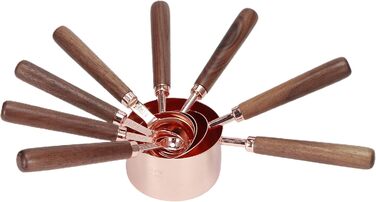 8-Piece Measuring Cup and Spoon Set, Baking Measuring Cups, Spoons with Wooden Handles, Cups and Spoons, Accurate Measuring Spoon for Measuring Dry and Liquid Ingredients
