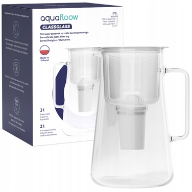 Скляний фільтр-кувшин AquaFloow ClassGlass White + 1 фільтр Class