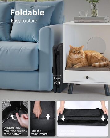 Транспортна сумка для котів Pecute Katzentasche: міцна переноска для домашніх тварин, легка, складана, для котів та маленьких собак, ідеальна для подорожей та до ветеринара, до 4 кг (44 x 23 x 30 см, темно-сірий)