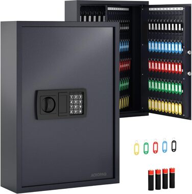 Шкафчик для ключів ACROPAQ з кодовим замком - на 100 ключів, з 100 брелоками, з електронним захистом. Великий сейф для ключів, кодовий замок, ключниця (200 ключів)