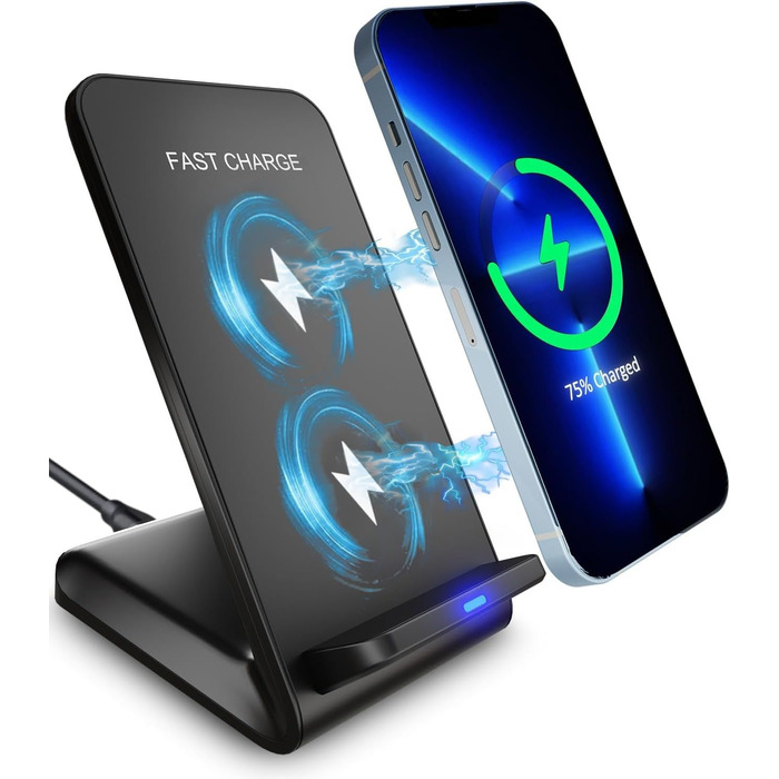 Бездротовий зарядний стан для iPhone, Samsung, Google Pixel (15W, Qi, чорний)