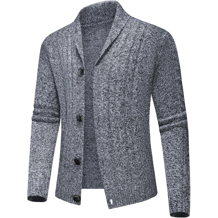 Чоловічий в'язаний пуловер з коміром-стійкою, однорядний, стильний в'язаний жакет для осені та зими (темно-сірий, S)