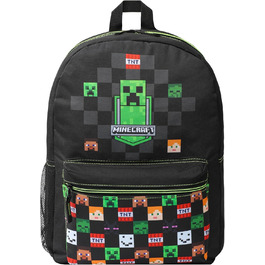 Рюкзак Minecraft для дітей, шкільний ранець з сітчастою кишенею та м'якими лямками - подарунок для хлопчиків (чорний)