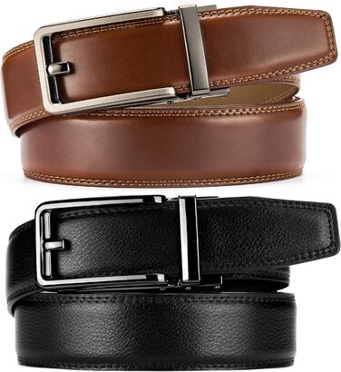 Чоловічий шкіряний ремінь CHAOREN 2 шт. чорний/коричневий – автоматичний ремінь для чоловіків 35 мм з подарунковою коробкою – стильний ремінь для будь-якого випадку та вбрання, розмір 90-100 см