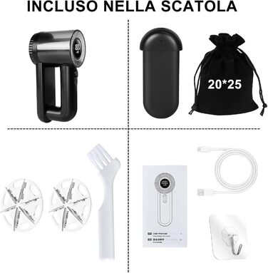 Електричний видальник ворсу, портативний, з LED-дисплеєм та 2 лезами. 3 швидкості, для всіх тканин.