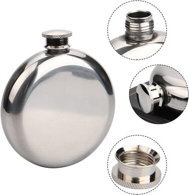 Набір з 2 флаконів для алкоголю з нержавіючої сталі, 177 мл, для віскі, коньяку, кемпінгу, подорожей, барів та вечірок (сріблястий)