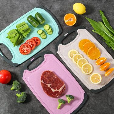 Набір дерев'яних обробних дощок з пшеничного соломи (3 шт.) - безпечні, легкі, з антиковзким покриттям, для кухні