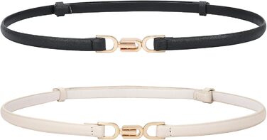 Тонкий жіночий шкіряний ремінь WHIPPY 2 шт. з золотою металевою пряжкою (105/95 см, 120/110 см)