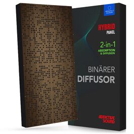 Гібридна акустична панель Addictive Sound Binary Diffuser: бінарний дифузор та абсорбер (250-9300 Гц), дерево, колір Венге, 120x60x11,5 см