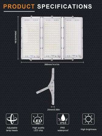 Ankishi 300W LED Floodlight Outdoor, IP65 Waterproof, Super Bright 6500K Cool White Outdoor Light, 30000LM Outdoor Spotlight Floodlight Projector for Sports Field, Garage, Garden, Backyard