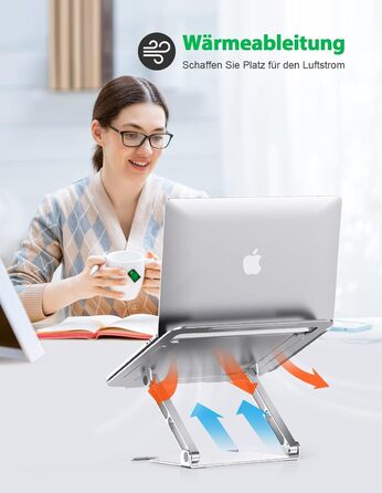 Підставка для ноутбука Glangeh з алюмінію, ергономічна, регульована по висоті, з відведенням тепла, сумісна з MacBook Pro Air, Dell, HP, 10-16