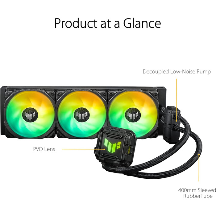 Система водяного охолодження ASUS TUF Gaming LC II 360 ARGB - 360 мм, 3 вентилятори, чорний колір