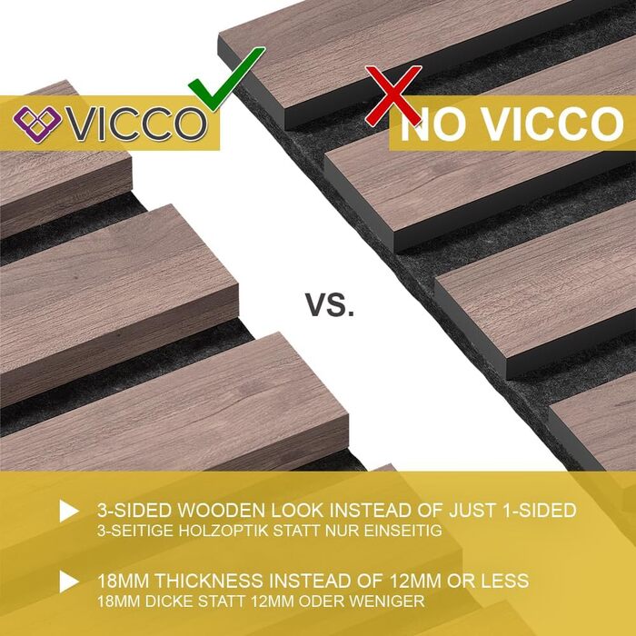 Акустичні настінні панелі Vicco для покращення шумоізоляції, горіх/коричневий, комплект 4 шт.