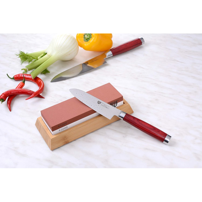 Шліфувальний камінь для кухонних ножів Gräwe Sharphome, кордіт, 1000/3000, з бамбуковою підставкою