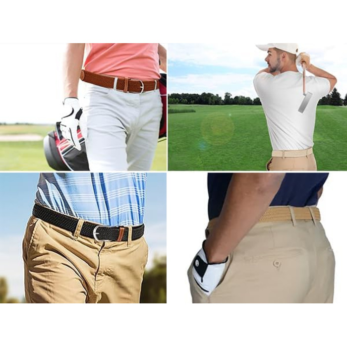 Багатокольоровий тканинний еластичний ремінь для жінок та чоловіків, плетений гольф-ремень, для джинсів, спортивних штанів, темно-зелений (Violett), розмір поясу 38'-42'