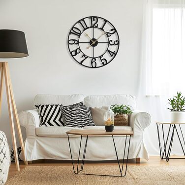 Mee 2ou Wall Clock Modern Nearly Silent Without Ticking - 40cm Diameter Wall Clocks Modern Living Room Wall Clock Vintage For Bedroom Kitchen Office Country House Style Industrial Style