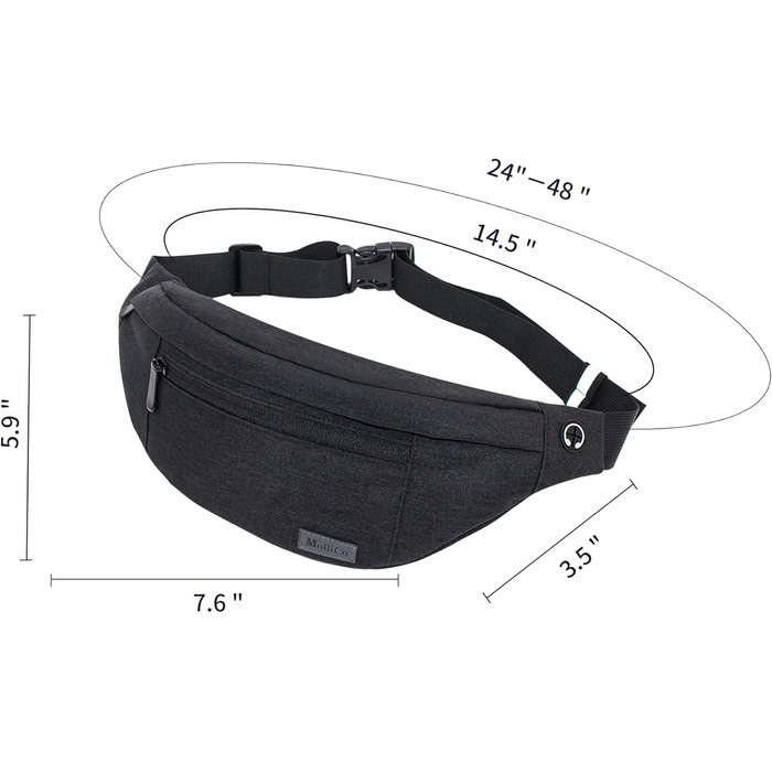 Чоловіча/жіноча поясна сумка-рюкзак на пояс, водонепроникна, для спорту, бігу, кемпінгу, подорожей (чорна)