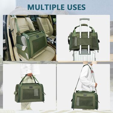 Транспортна переноска для котів та собак Petsfit, складна, 47L x 30B x 30H см, оливковий колір