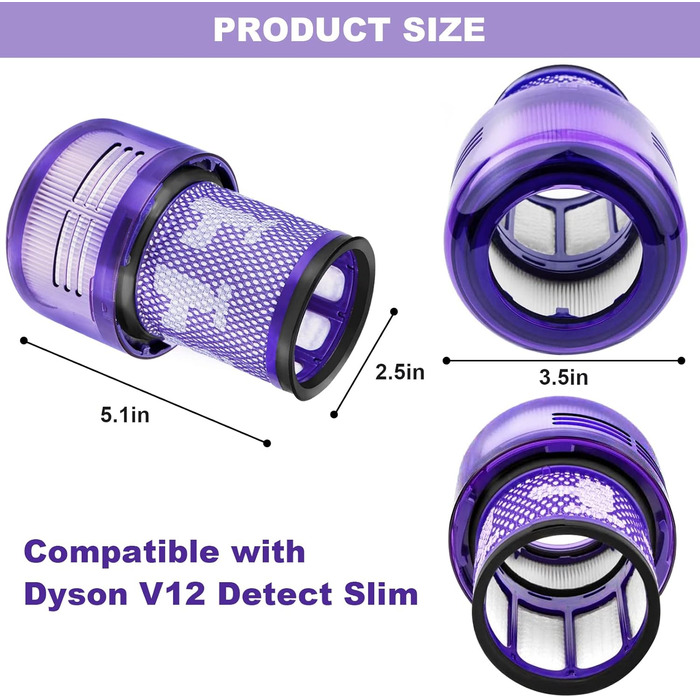 Фільтр HEPA для пилососа Dyson V12 Detect Slim (971517-01) - 3 фільтри + щітка