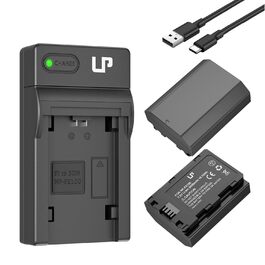 Зарядний пристрій LP NP-FZ100 з LCD-дисплеєм, Dual USB, сумісний з Sony A7iii, A7iv, A7C, A6700, A6600, ZV-E1, ZV-E10ii, FX3, FX30, A9, Alpha 9, Alpha 9S, A9S, A7R3 та A7R4 (2 батареї + AC зарядний пристрій)
