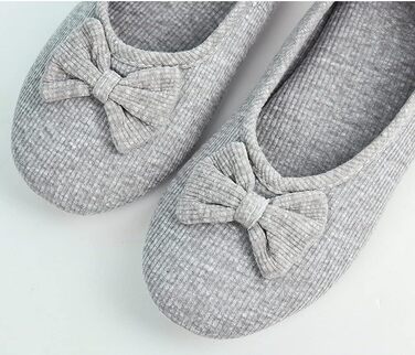 Жіночі та дівчачі балетки-халапи з бантиком, теплі та зручні домашні тапочки для дому, офісу, спальні. Розмір 39/40 EU, сірий колір.