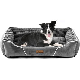 YITAHOME Dog Bed for Medium to Small Dogs, Dog Cushion, Dog Beds, 64x53cm, Non-Slip Base Dog Sofa, grey (76x61x23cm(L x W x H))