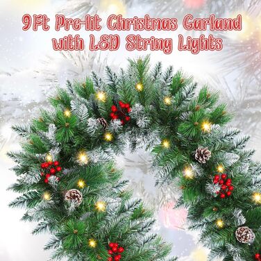 Гірлянда святкова новорічна LED, 2.7м, з 30 світлодіодами, на батарейках, для декорування дому