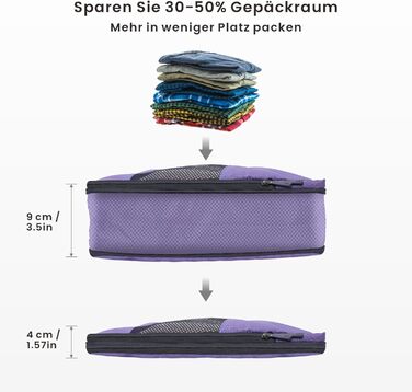 Органайзери для валізи компресійні, набір 6 шт. (Ельфенбайн, фіолетові) - Куби для пакування, компресійні пакети для подорожей