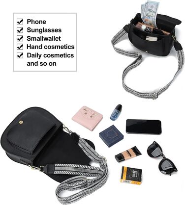 Сумка жіноча AFKOMST через плече, чорна, зі шкірозамінника PU, з регульованим знімним ремінцем