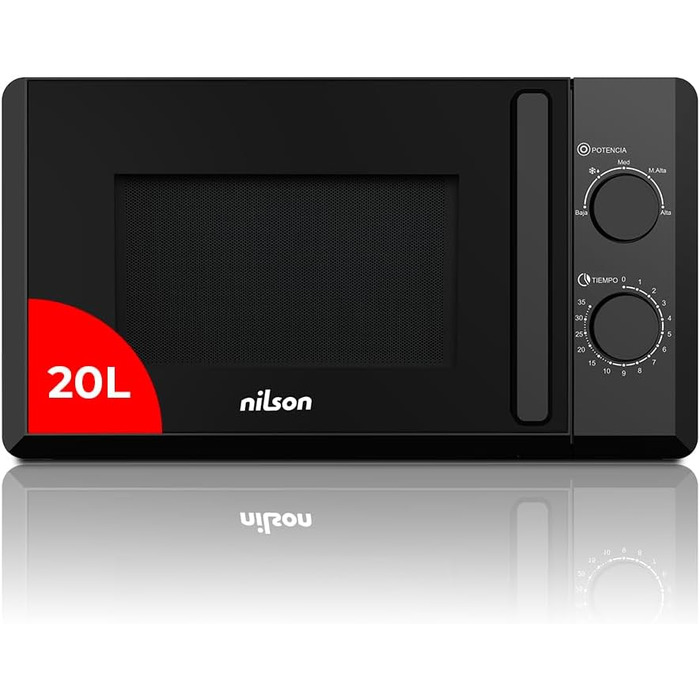 Мікрохвильова піч Nilson 20 літрів, чорний кришталь, NMW2700N, 700W, 5 програм, функція розморожування