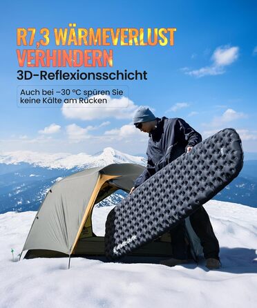 Каремат надувний OneTigris NOBLEJADE 10 см для кемпінгу, туризму, автомобіля (R-7.3) з помпою